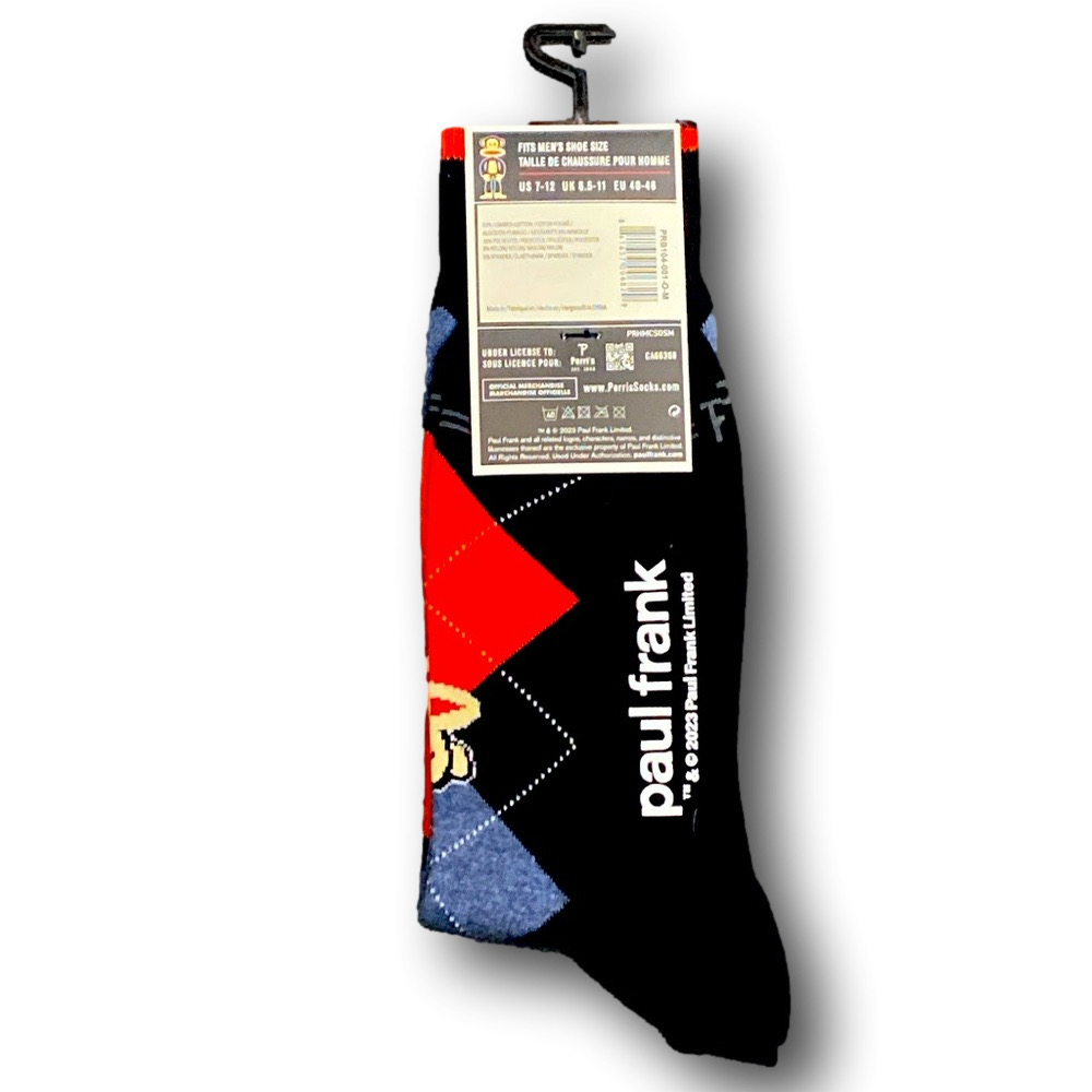 3/$20 Argyle Sock Monkey Paul Frank Funny Novelty Crew Socks - NWT - Picture 2 of 4